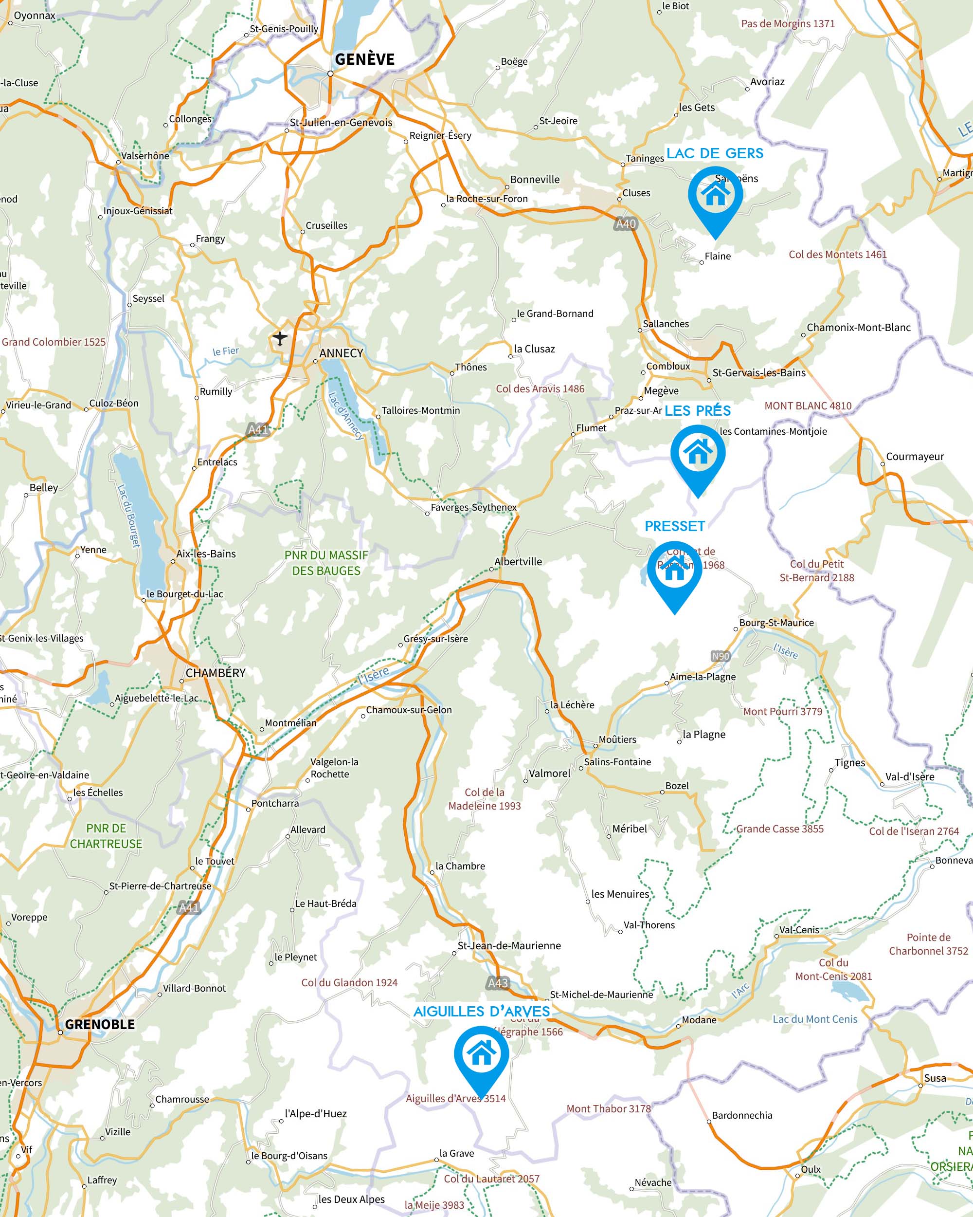 carte stages ski de randonnée dans les Alpes